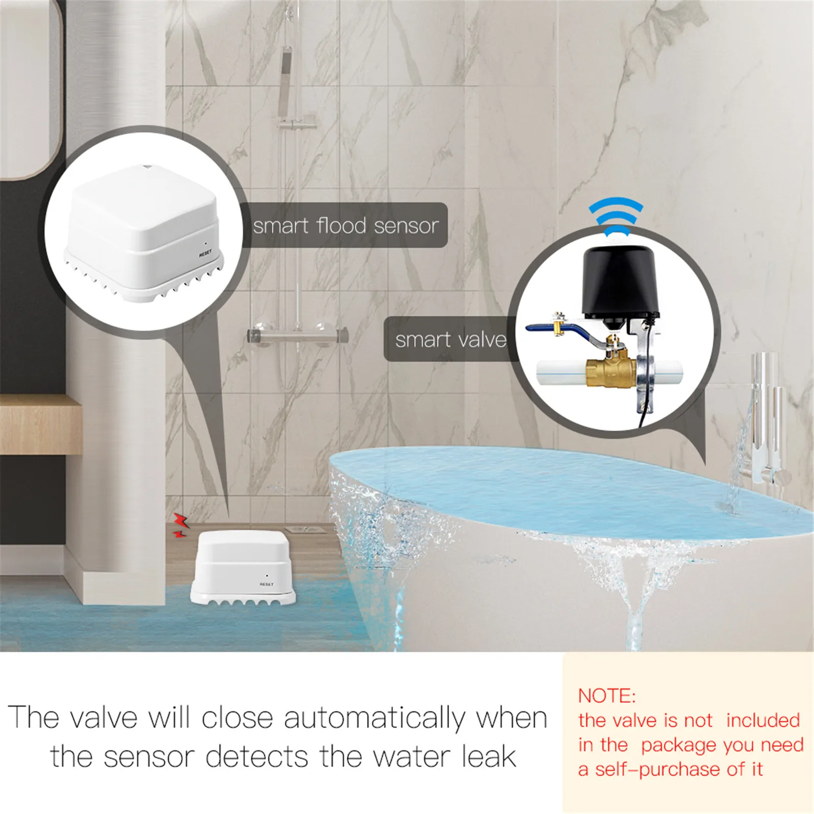 WiFi сензор за вода | Аларма за детектор на вода | Интелигентен сензор за изтичане на вода Сензор за аларма за откриване на наводнения, Sma Изображение 4